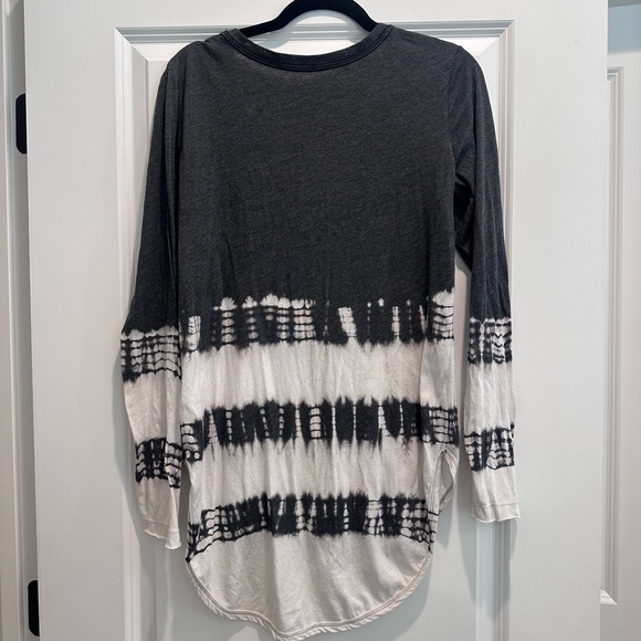 Free People Charcoal and Cream Tie-Dye Long Sleeve Top - Picture 2 of 3